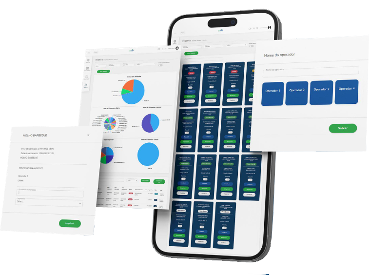 Sysprep — etiquetas, software web, app mobile e impressora